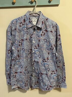 Society of Threads Mens Slim Fit Paisley Button Down Shirt Size M